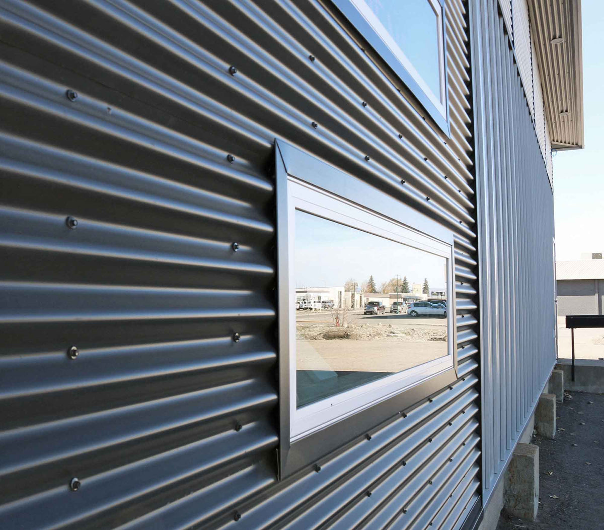 32" 7/8 Corrugated steel panels on a building