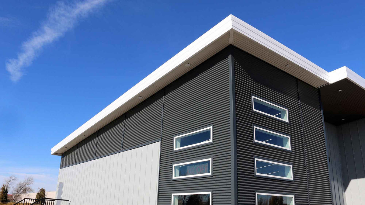 37" 7/8 Corrugated steel panels on a building