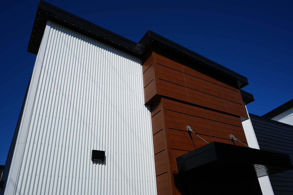 37" 7/8 Corrugated steel panels on a building
