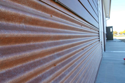 37" 7/8 Corrugated steel panels on a building