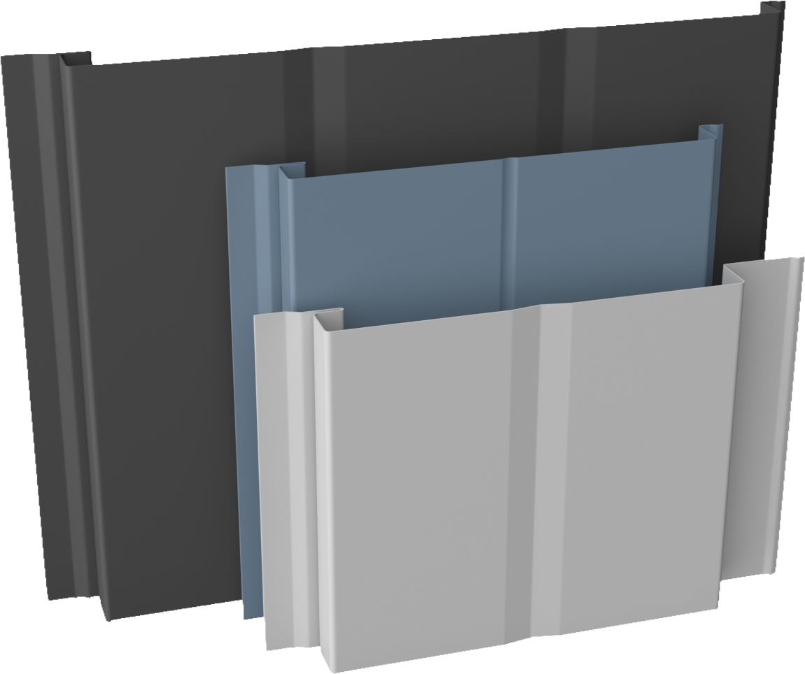 Elevate Interloc8 / Interloc75 metal panel profile – 3D render